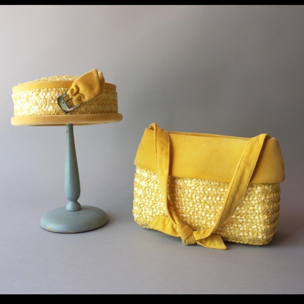1950’s Rare Golden Straw Hat & Bag Set